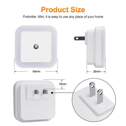 EU/US vtična LED nočna svetilka z senzorjem svetlobe – varčna, za otroke, ob postelji, kopalnico ali stensko uporabo, za spalnico in dom