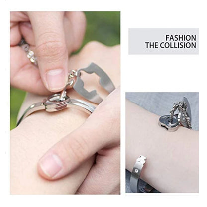 Srčni komplet za pare – ogrlica in zapestnica s ključkom, nerjaveče jeklo, več barv, uniseks darilo