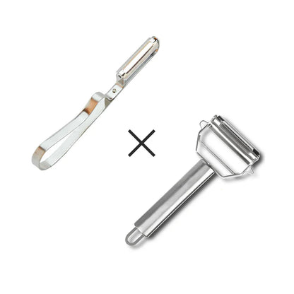 Večnamenski set 2 v 1 – lupilec za sadje in zelenjavo, rezalnik, ribežen in strgalnik za krompir, kumare, korenje in drugo