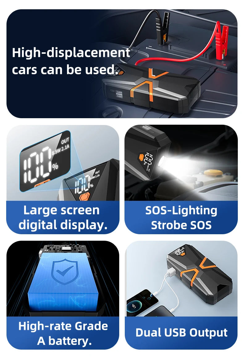 Xiaomi 10000mAh prenosni avtomobilski starter – power bank in emergency booster 12V, univerzalen za bencin in dizel