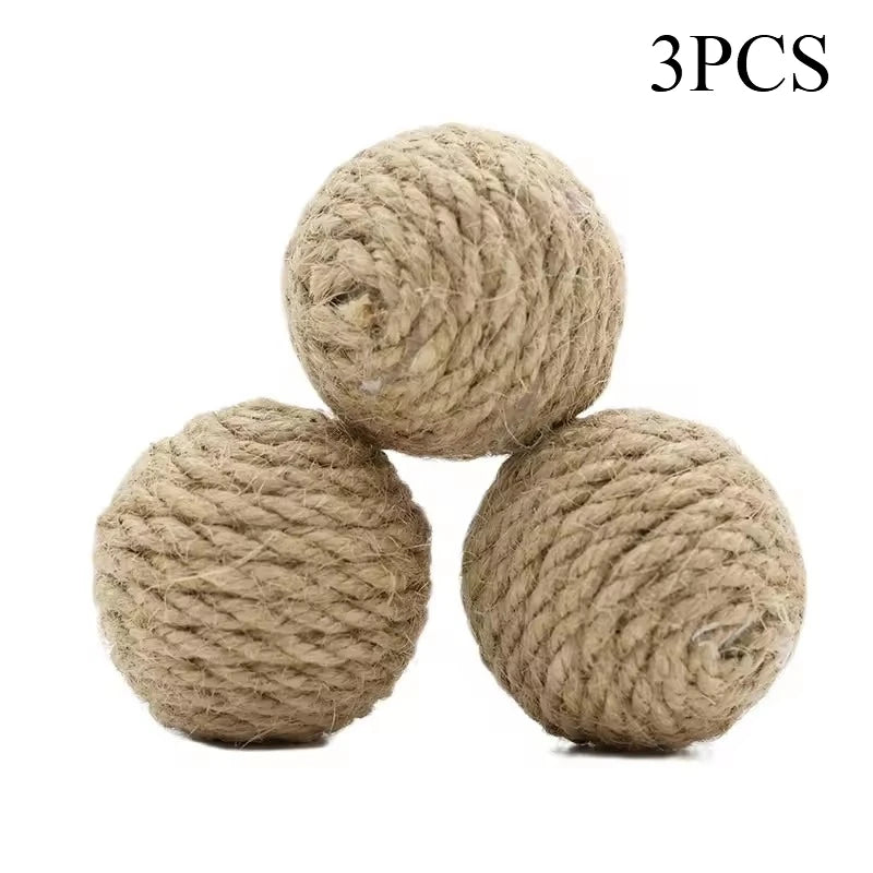 Interaktivna Sisalna Žogica za Mačke – Ročno Izdelana, Z Zvokom, Za Igranje in Lov