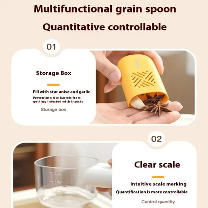 Kuhinjska zajemalka za riž – večnamenska merilna žlica z lestvico, odpornost proti vlagi in škodljivcem