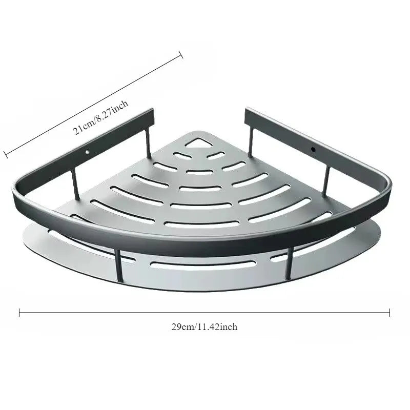 Nova stenska polica za kopalnico – 2-v-1 organizator za šampone, kozmetiko in dodatke, brez vrtanja