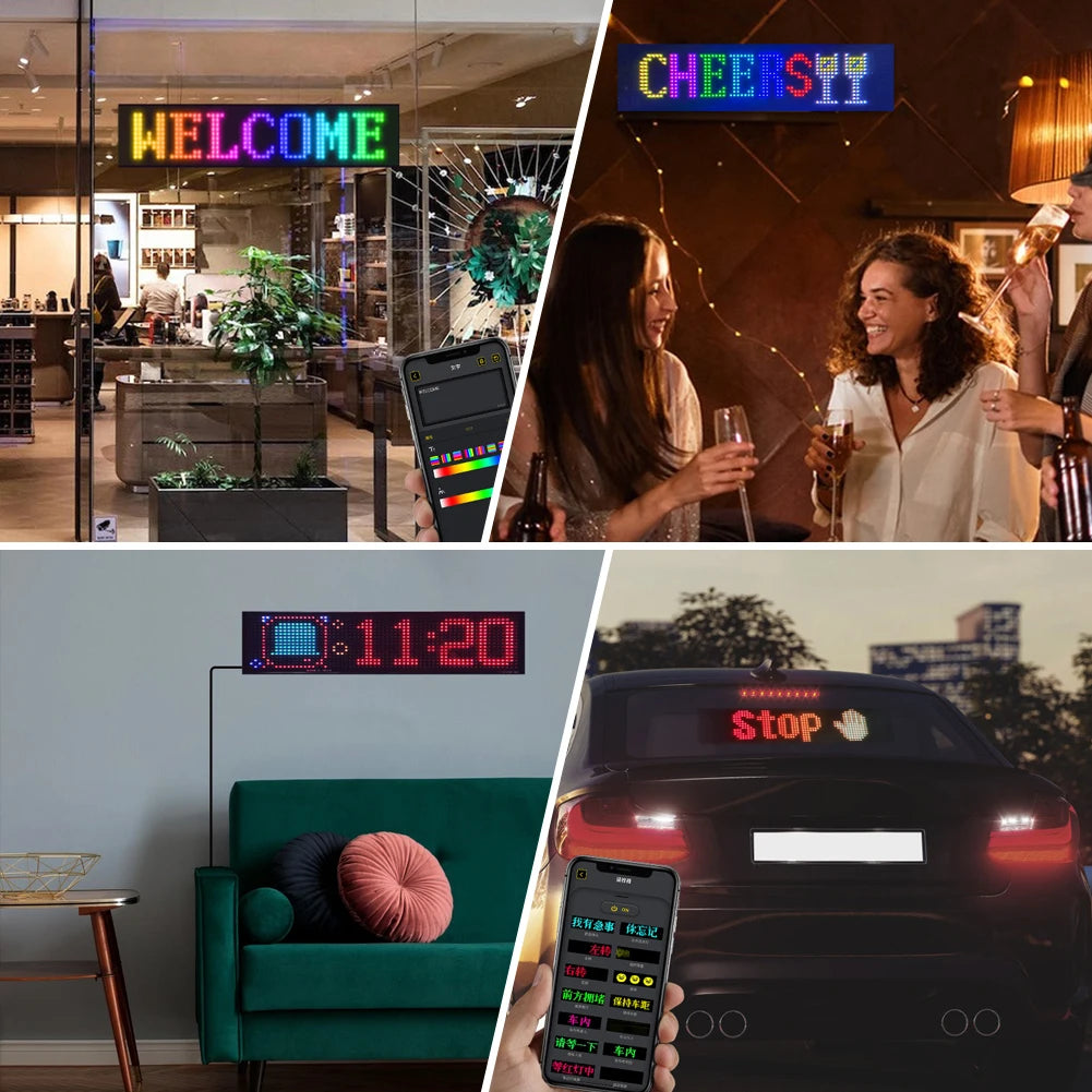 Zložljiva LED matrična tabla za avto – programsko nastavljiv drseči napis z daljinskim upravljanjem prek aplikacije