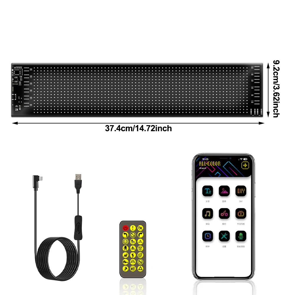 Zložljiva LED matrična tabla za avto – programsko nastavljiv drseči napis z daljinskim upravljanjem prek aplikacije