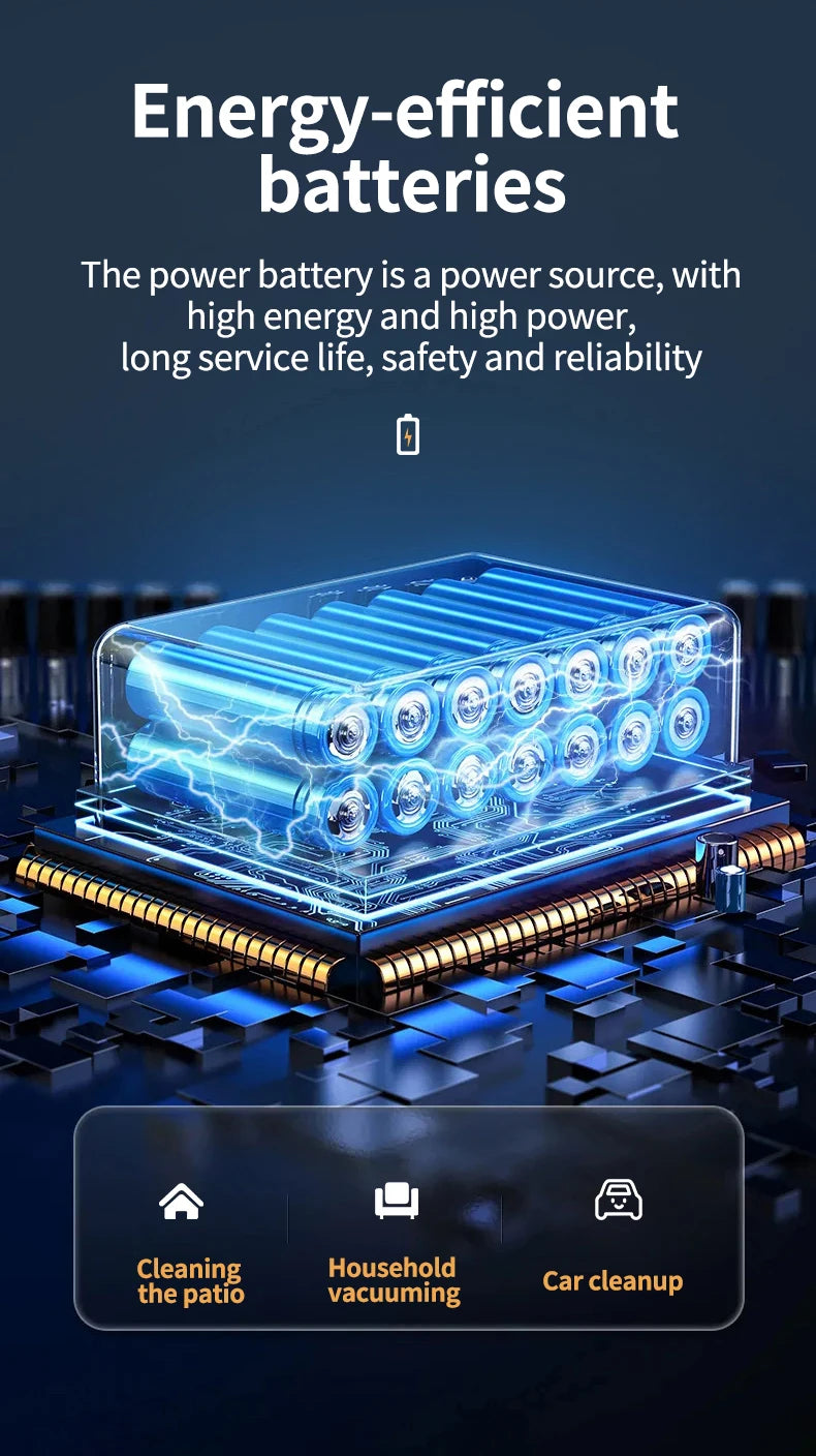 Brezžični ročni sesalnik za avto in dom – 120W močno sesanje, 50000Pa moč, 2000mAh baterija