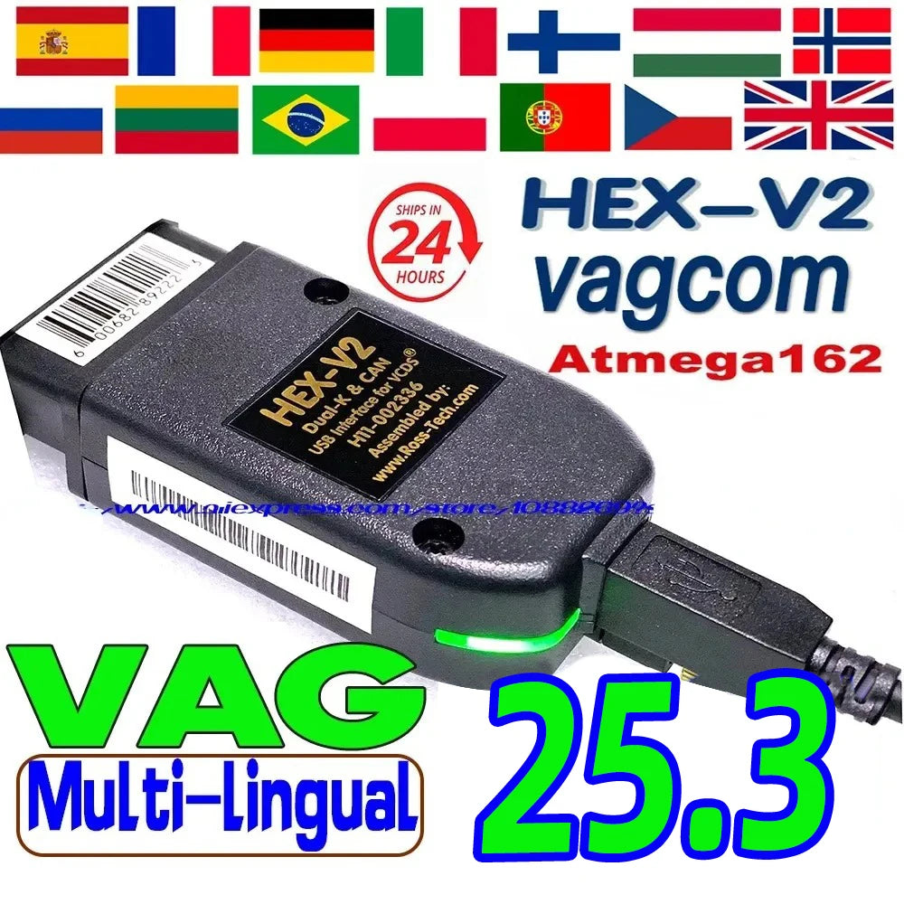 VCDS VAGCOM diagnostični vmesnik HEX-V2 2025 – profesionalno orodje za diagnostiko vozil VW, Audi, Škoda in Seat