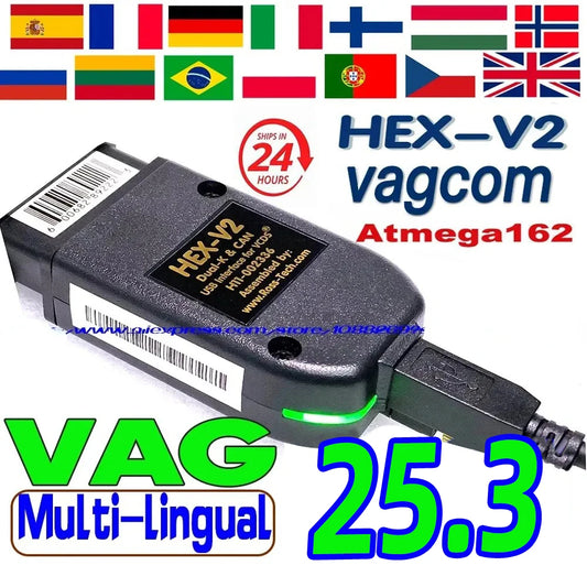 VCDS VAGCOM diagnostični vmesnik HEX-V2 2025 – profesionalno orodje za diagnostiko vozil VW, Audi, Škoda in Seat