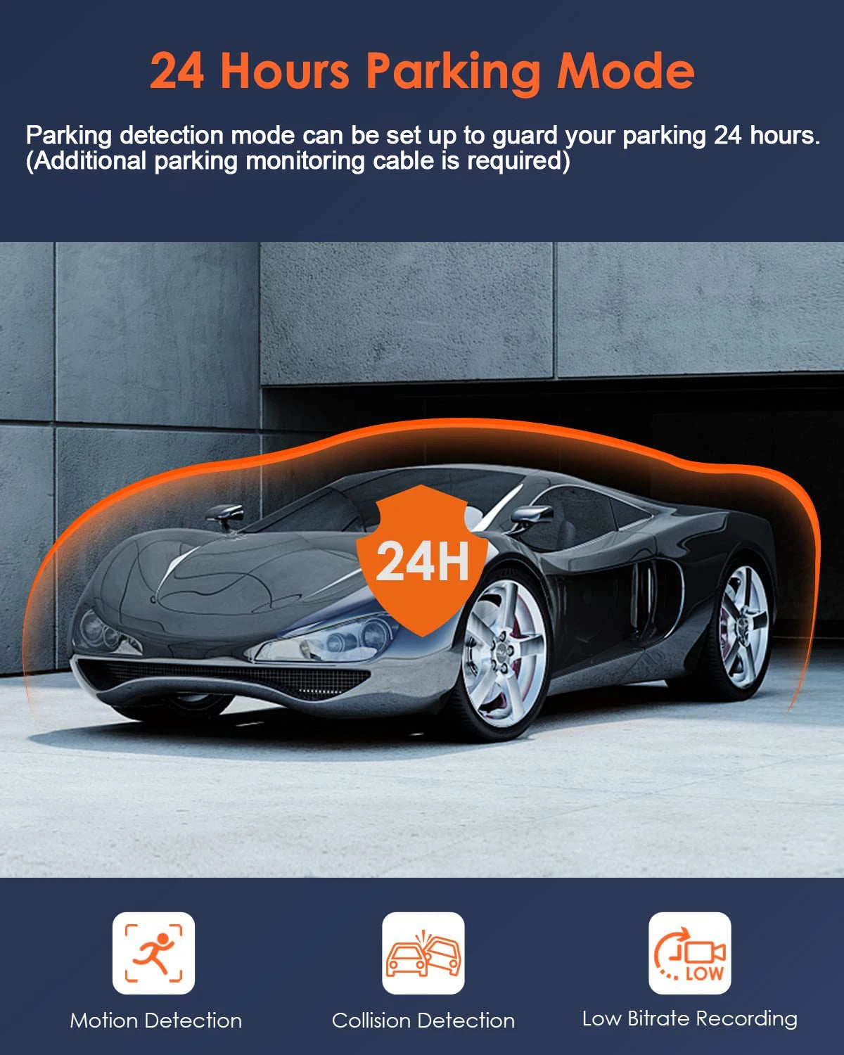 Avto kamera z nočnim IR vidom, zanko snemanja in 2" IPS zaslonom – 1080P, 3 kamere, DVR snemalnik