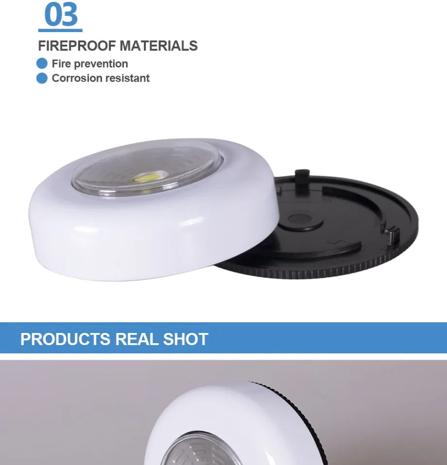 COB LED svetilka pod omaro – brezžična nočna svetilka z lepilnim trakom za kuhinjo, spalnico, omare in predale