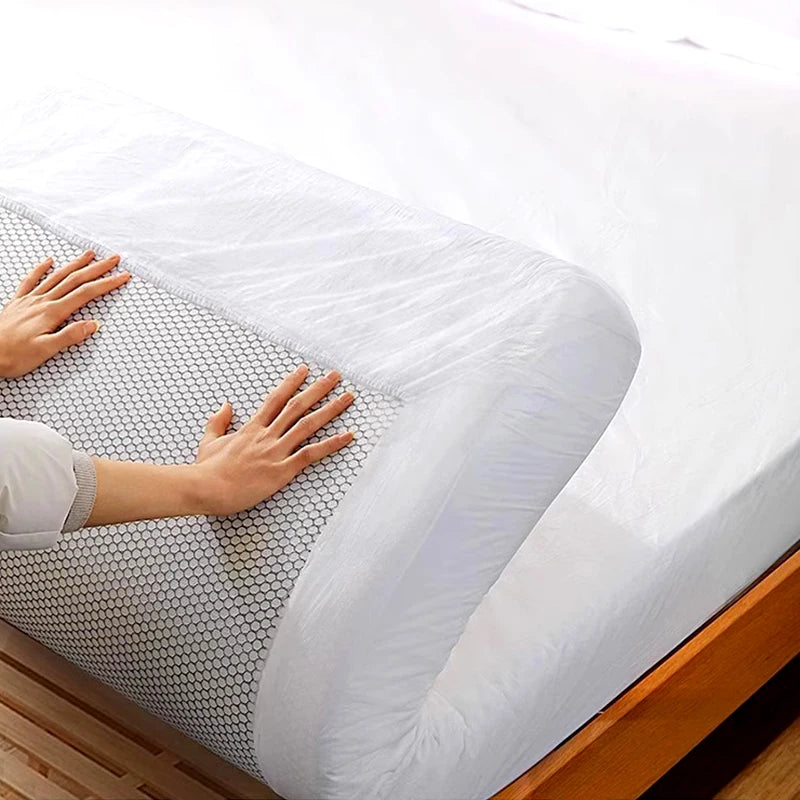 Zaščitna enkratna prevleka za posteljo iz netkanega blaga – z elastičnim robom, proti drsenju, prašno odporna, primerna za potovanja in hotele (enojna/dvojna)