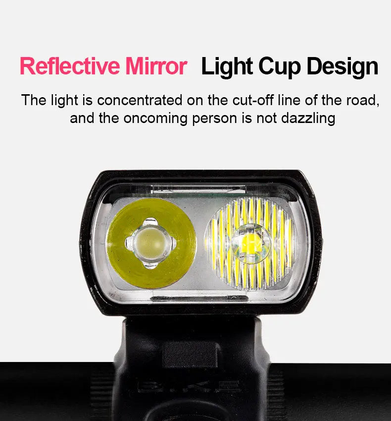 T6 LED prednja in zadnja kolesarska luč – USB polnilna, 1000LM, za gorska, cestna kolesa in skuterje