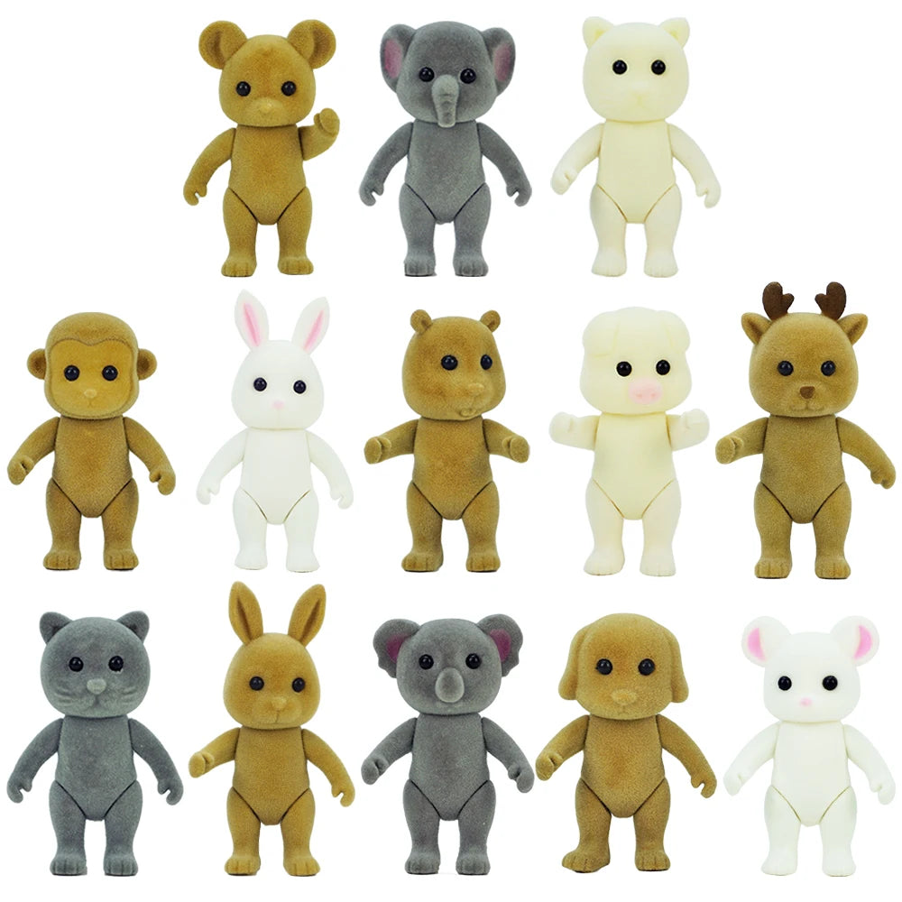 Zajček lutka 1/12 – mikro lutkovna hiška, jelenček, ovčka, slon, veverica – kuhinjski set, mini pohištvo