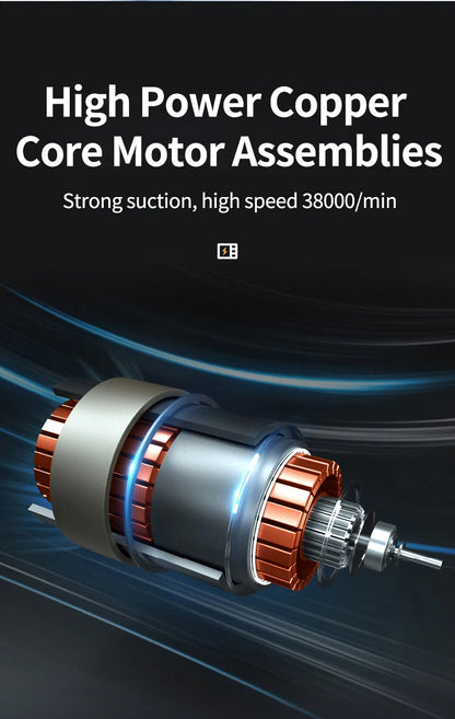Brezžični ročni sesalnik za avto in dom – 120W močno sesanje, 50000Pa moč, 2000mAh baterija