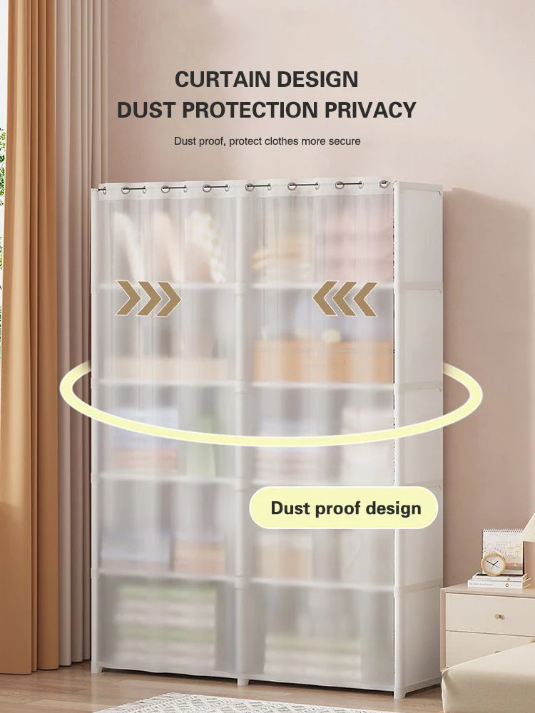 5/6-slojna Prahu Odporna Preprosta Plastična Omara za Spalnico in Sobo – Večnivojska Omara za Oblačila, Odeje, Igrače in Knjige