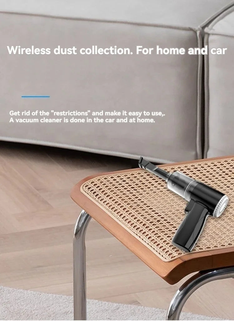 Prenosni brezžični sesalnik 12000Pa za avto in dom | Kompakten mini ročni sesalnik s HEPA filtrom