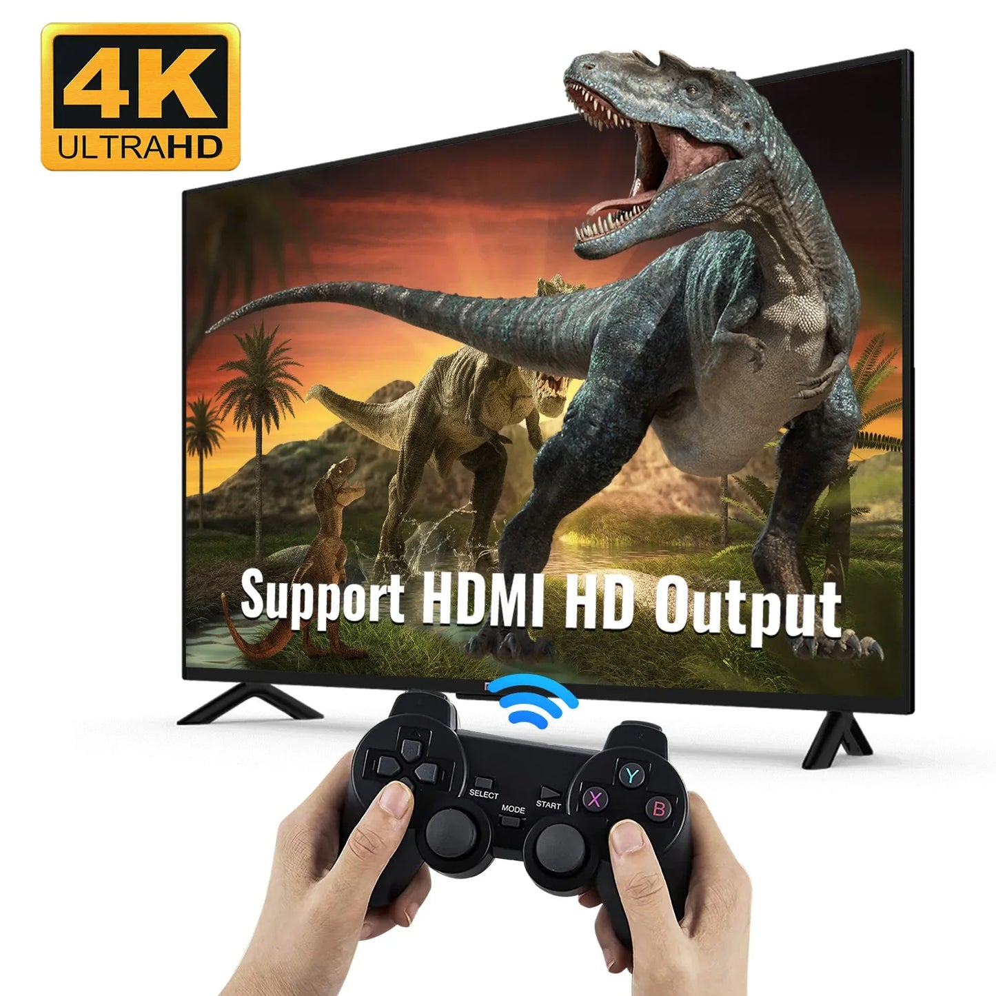 Retro 4K Igralna Konzola z 2 brezžičnima kontrolerjema – 64GB, 15.000+ iger | Popolno darilo