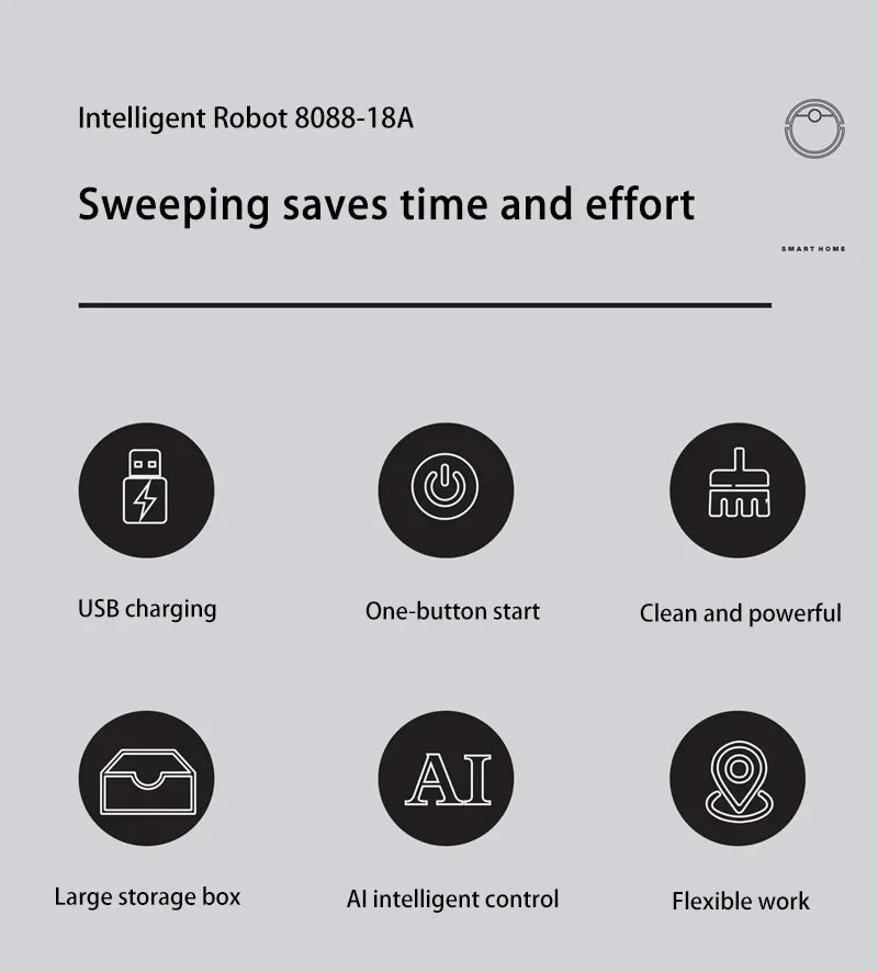 Beli pametni 3-v-1 robotski sesalnik – sesanje, pometanje in pomivanje z močjo 6000Pa