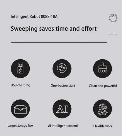 Beli pametni 3-v-1 robotski sesalnik – sesanje, pometanje in pomivanje z močjo 6000Pa