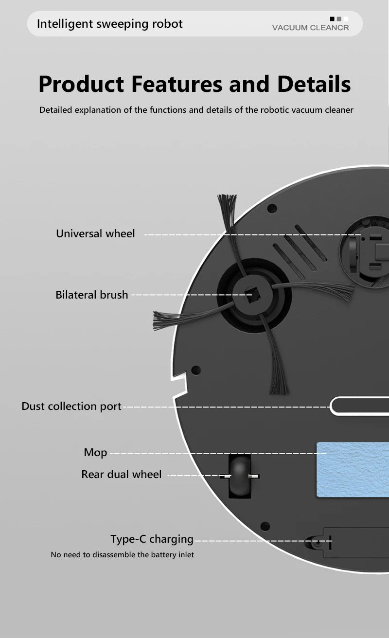 Midea 3-v-1 pametni robotski sesalnik – sesanje, pometanje in mokro čiščenje z močjo 6000Pa