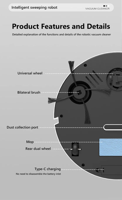 Midea 3-v-1 pametni robotski sesalnik – sesanje, pometanje in mokro čiščenje z močjo 6000Pa