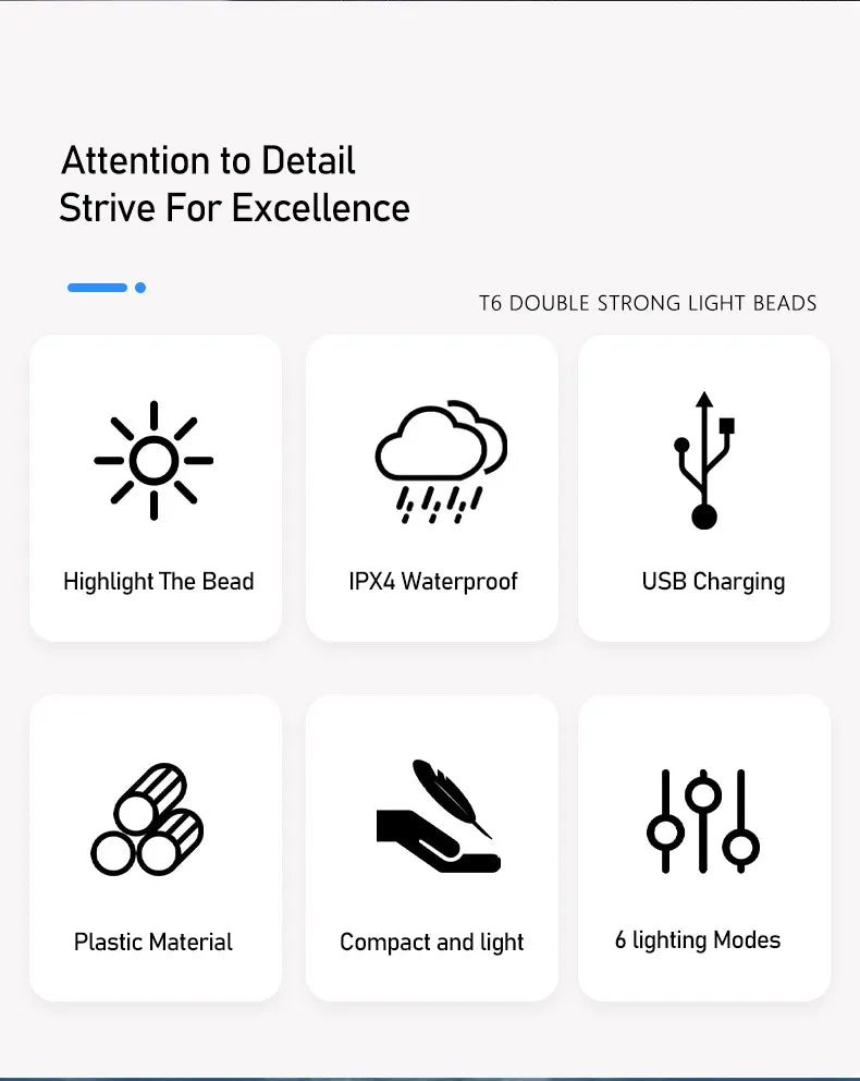 LED prednja kolesarska luč – Type-C polnilna, za gorska in cestna kolesa, enostavna namestitev