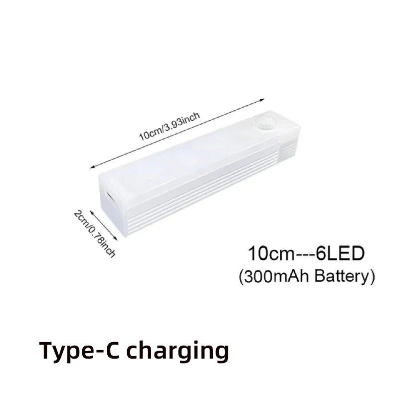 Brezžična LED nočna svetilka s senzorjem gibanja – USB Type-C, polnilna, za kuhinjske omare in pulti
