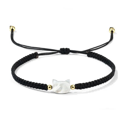 Ročno izdelana zapestnica za pare z obsidijanom in mesečevim kamnom – ljubka črno-bela mačja tematika, idealno darilo za partnerja ali partnerko