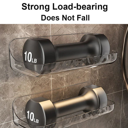 Akrilna stenska polica za kopalnico – organizator brez vrtanja za šampone, kozmetiko in dodatke