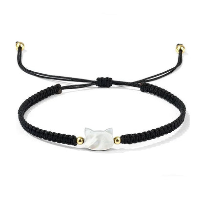 Ročno izdelana zapestnica za pare z obsidijanom in mesečevim kamnom – ljubka črno-bela mačja tematika, idealno darilo za partnerja ali partnerko