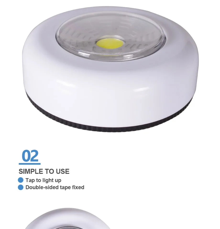 COB LED svetilka pod omaro – brezžična nočna svetilka z lepilnim trakom za kuhinjo, spalnico, omare in predale