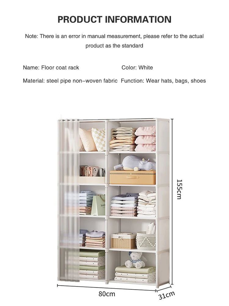 5/6-slojna Prahu Odporna Preprosta Plastična Omara za Spalnico in Sobo – Večnivojska Omara za Oblačila, Odeje, Igrače in Knjige