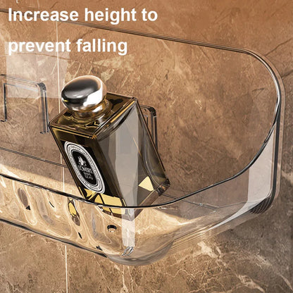 Akrilna stenska polica za kopalnico – organizator brez vrtanja za šampone, kozmetiko in dodatke