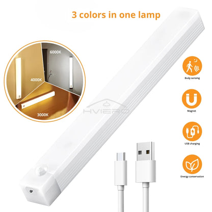 Polnilna LED svetilka z gibanjem – nočna svetloba z indukcijo, prenosna, brezžična, magnetna za omare, kuhinjo, posteljo ali sobo