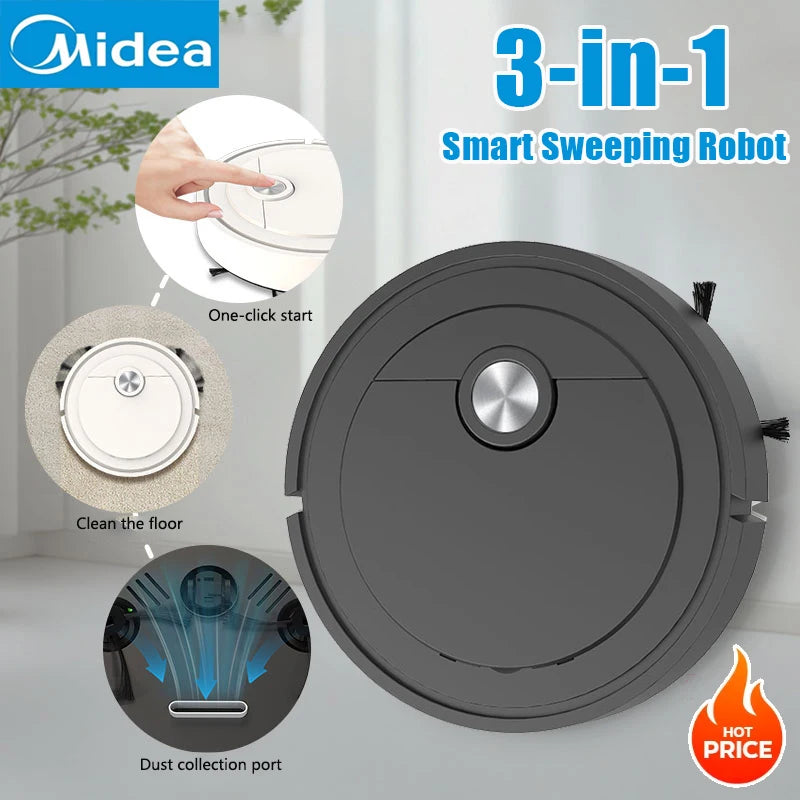 Midea 3-v-1 pametni robotski sesalnik – sesanje, pometanje in mokro čiščenje z močjo 6000Pa