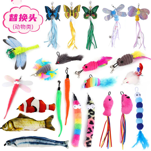 Raznolike Mačje Igračke – Živalski Obliki, Palice za Igranje in Nadomestne Glave, 27 Različnih Modelov