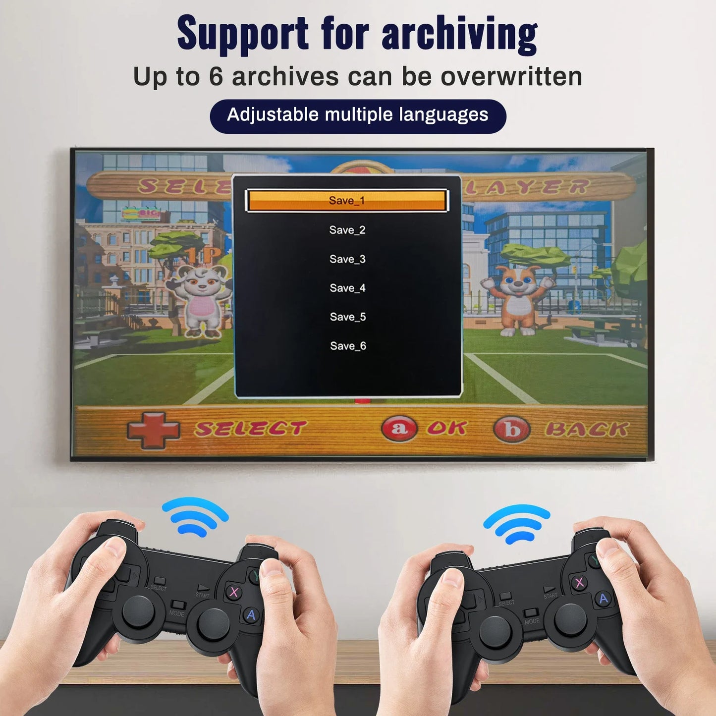 Retro 4K Igralna Konzola z 2 brezžičnima kontrolerjema – 64GB, 15.000+ iger | Popolno darilo