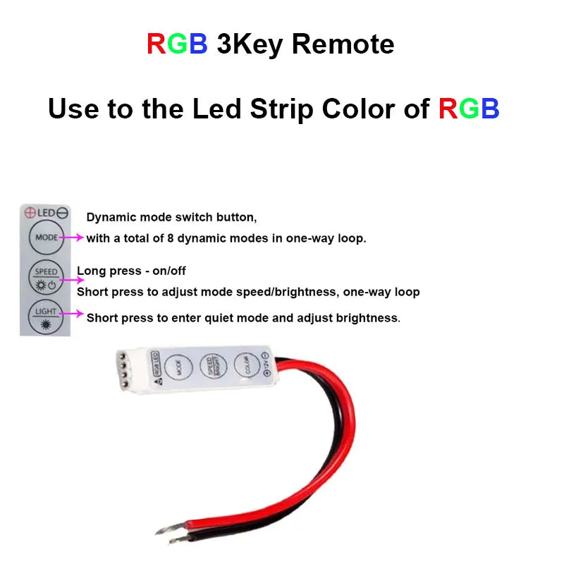 LED svetlobni trak 12V – fleksibilen RGB trak z daljincem in adapterjem | Vodoodporen barvni trak za dekoracijo doma (1–5 m)