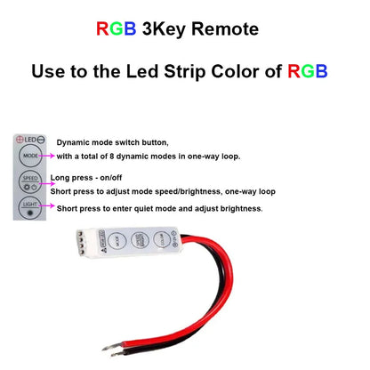 LED svetlobni trak 12V – fleksibilen RGB trak z daljincem in adapterjem | Vodoodporen barvni trak za dekoracijo doma (1–5 m)