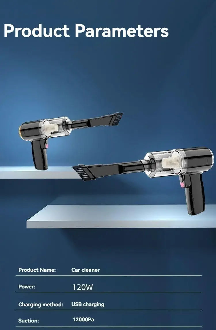 Prenosni brezžični sesalnik 12000Pa za avto in dom | Kompakten mini ročni sesalnik s HEPA filtrom