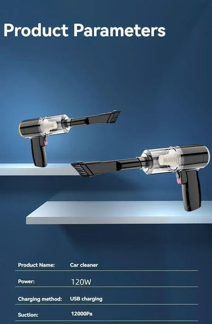 Prenosni brezžični sesalnik 12000Pa za avto in dom | Kompakten mini ročni sesalnik s HEPA filtrom