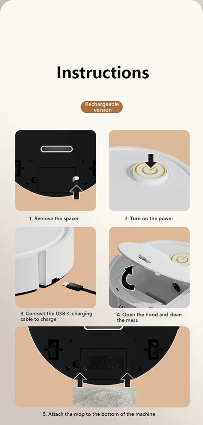 Pametni 3-v-1 robotski sesalnik in čistilec z močjo 6000Pa – sesanje, pomivanje in brisanje v enem za popolnoma čisto domovanje