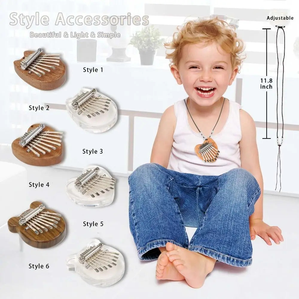 Romantični dar – 8-tipkasta Kalimba v 10 različnih stilih, prenosni prstni klavir za začetnike, Glasbeni obesek in popolno darilo