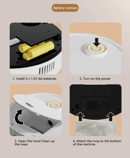 Pametni 3-v-1 robotski sesalnik in čistilec z močjo 6000Pa – sesanje, pomivanje in brisanje v enem za popolnoma čisto domovanje