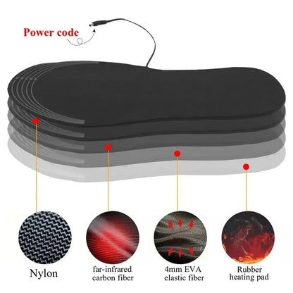 USB grelni vložki za čevlje – električni grelnik stopal, ogrevani vložki za noge, zimski športni vložki z nastavljivo toploto