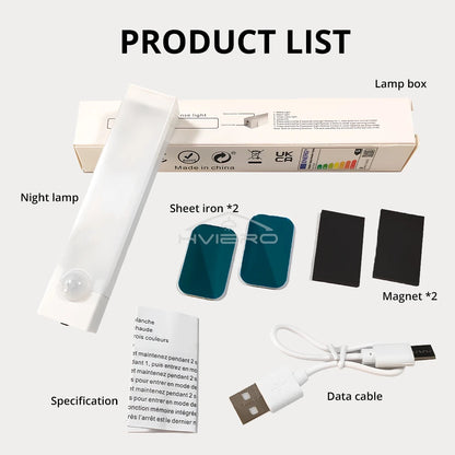 Polnilna LED svetilka z gibanjem – nočna svetloba z indukcijo, prenosna, brezžična, magnetna za omare, kuhinjo, posteljo ali sobo