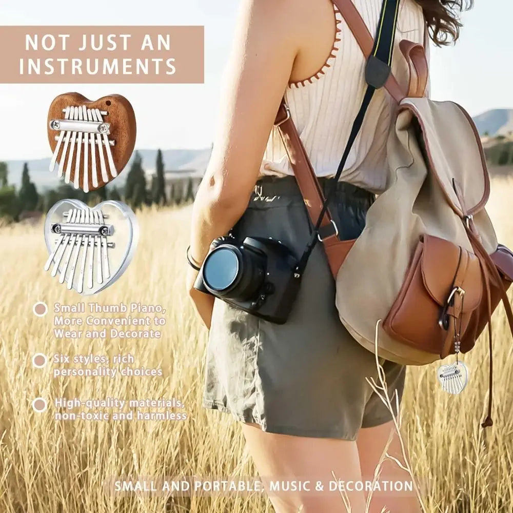 Romantični dar – 8-tipkasta Kalimba v 10 različnih stilih, prenosni prstni klavir za začetnike, Glasbeni obesek in popolno darilo