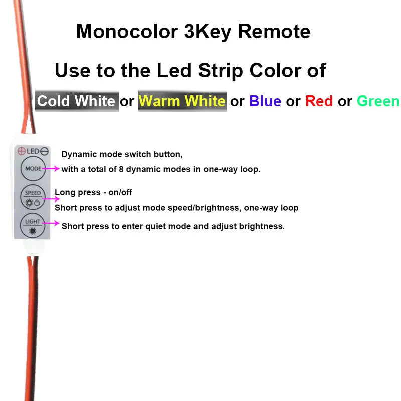 LED svetlobni trak 12V – fleksibilen RGB trak z daljincem in adapterjem | Vodoodporen barvni trak za dekoracijo doma (1–5 m)