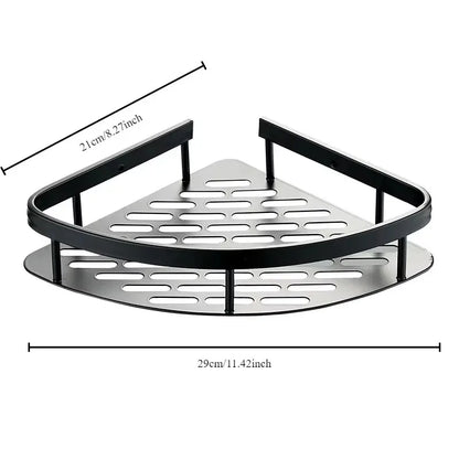 Nova stenska polica za kopalnico – 2-v-1 organizator za šampone, kozmetiko in dodatke, brez vrtanja