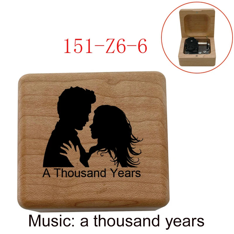 Ročno izdelana lesena glasbena škatlica “A Thousand Years” – omejena izdaja, popolno idealno darilo za ljubljeno osebo